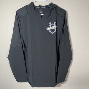 NWT Under Armour Hooded Cage Pullover Jacket Baseball Medium Vented 4Way Stretch